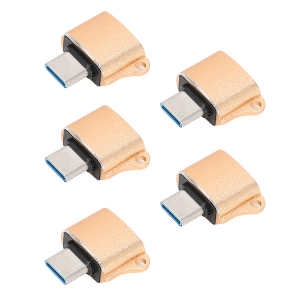 5 stk. USB C Han til USB 2.0 OTG Adapter Bærbar Datakonverter til Computertilbehør Guld