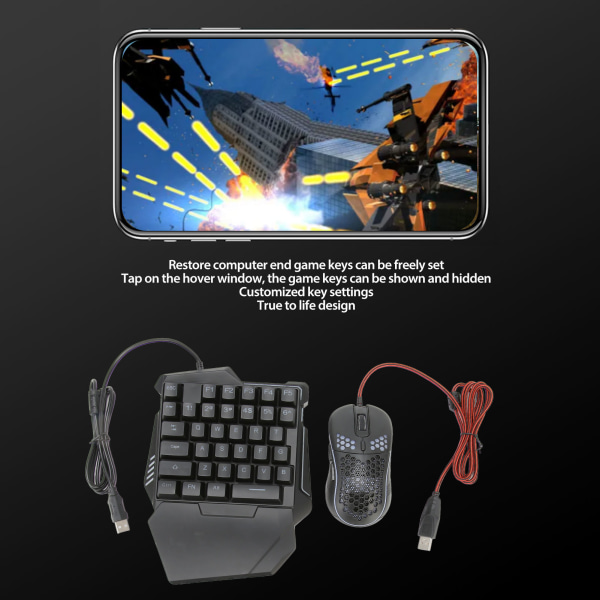 4 i 1 Mobilspill-kombinasjonspakke Bluetooth Mobilspillkontroller Spilltastatur Muskonverter for Android for iOS