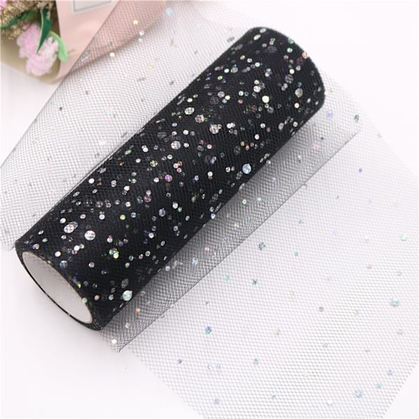 10 Kokoa Sekvensoitu Glitter Tulle Rulla - 15cm Leveä Läpinäkyvä Kova Verkko Hääkoristeluihin & Balettihameisiin - Vaaleanpunainen Laser Juhlatarvikkeet