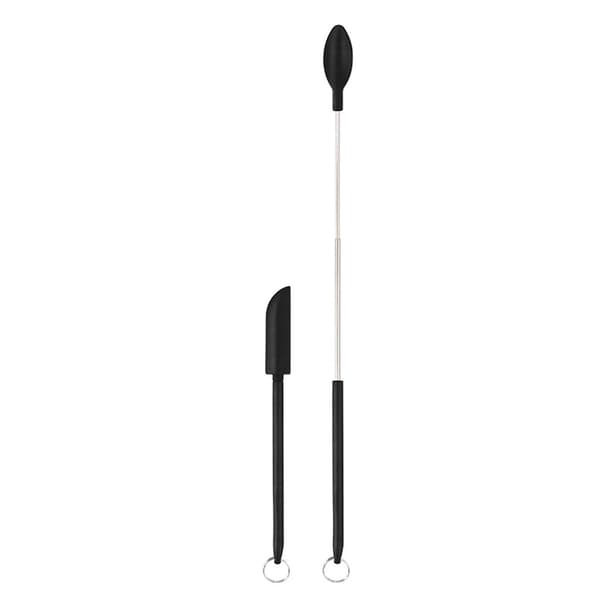 Mini silikon teleskopspatel multifunksjonell dobbelthodet kremkakeskraper Black