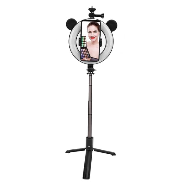 Bluetooth Selfie Stick med Ring Light Foldbart Tripod Stativ Trådløs Bordmontering