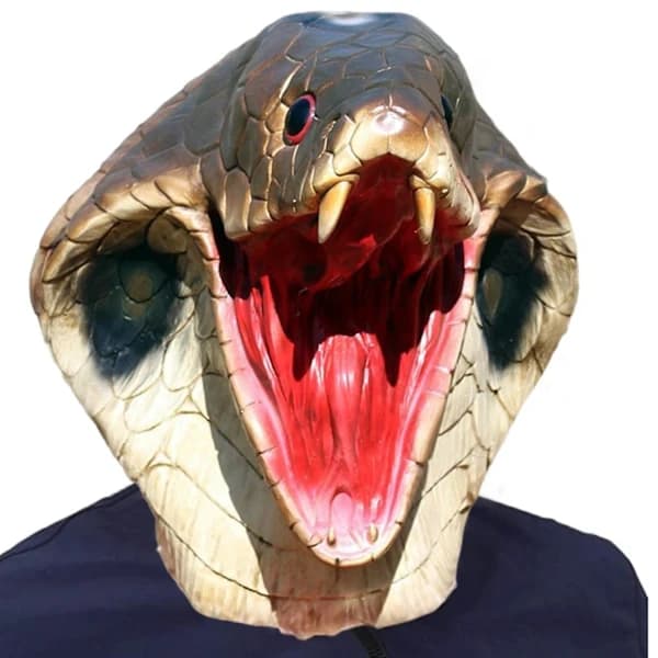 Party Ormdräkt Realistisk Ormhuvudmask Halloween Latex Djur Ormmask Cosplay Karneval