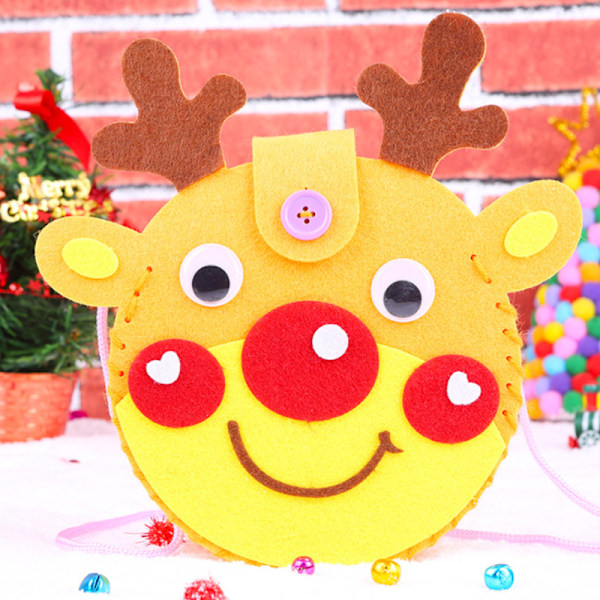DIY Filt Julhantverk: Icke-vävd Tyg Sy Ornament, Handgjord Älg Leksakspåse