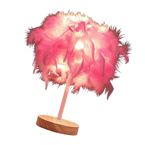 Elegant Bordlampa med Rosa Fjädrar - Lyxig Nattlampa för Sovrum, Vardagsrum, Festligheter & Bröllop - Snygg Dekoraccent