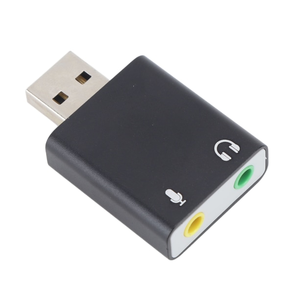 USB eksternt stereolydkort 7.1-kanals USB til 3.5 mm headset-stikadapter til computer bærbar stationær Sort-W