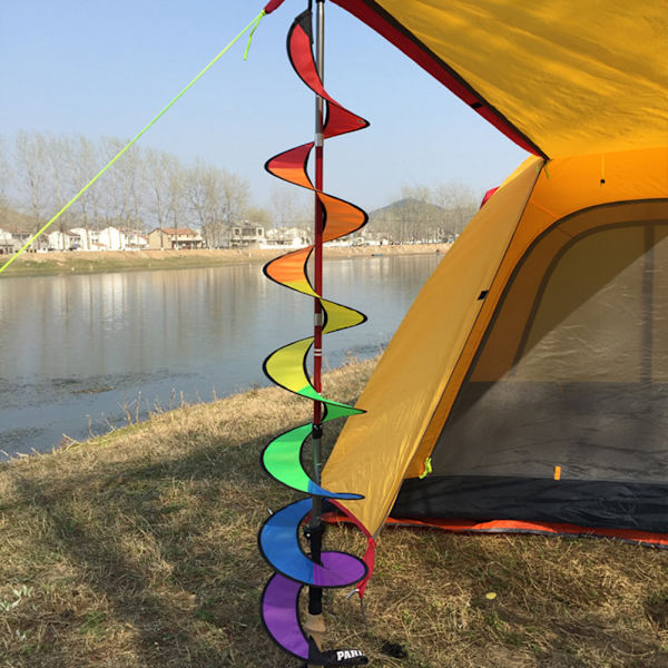 Spiral Regnbue Vindstribe Vindmølle Farverig Vindklokke til Have Hjem Udendørs Campingtelt Dekoration