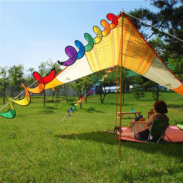 Spiral Regnbue Vindstribe Vindmølle Farverig Vindklokke til Have Hjem Udendørs Campingtelt Dekoration