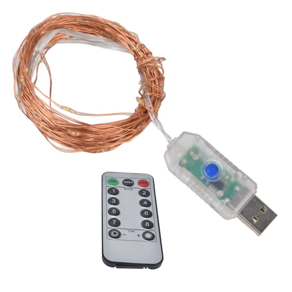 Fjernstyrede USB LED Kobbertrådslysstreng - 8 Tilstande til Jule- og Festpynt