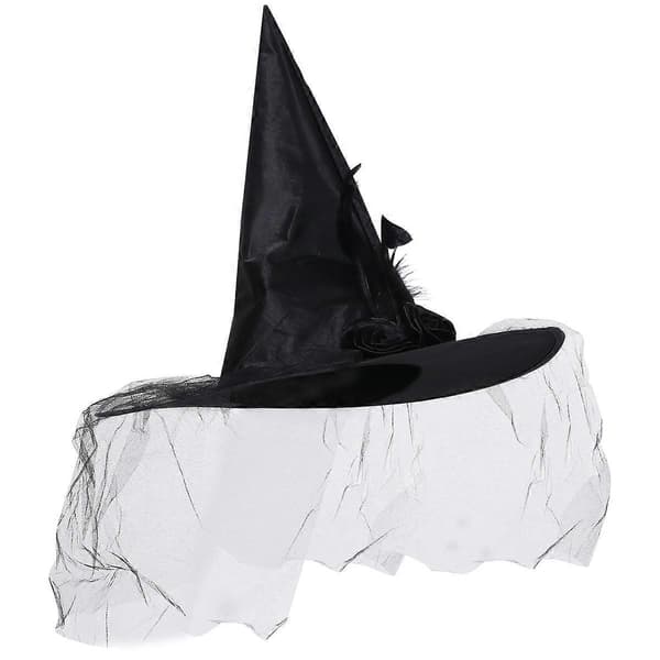 Maskerade heksehat gazehat til Halloween festlig brug 1 stk sort