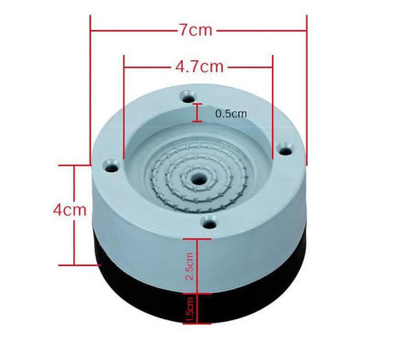 Non-slip and anti-vibration feet for washing machine, universal mount for refrigerator base - 4 cm elevation, 4 pcs