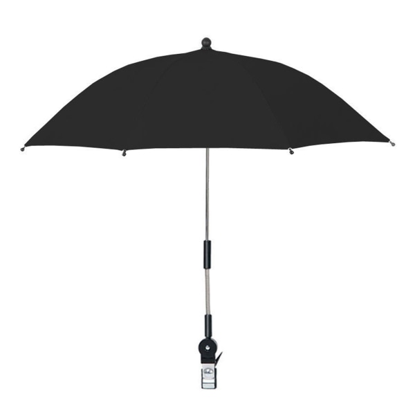 (Svart 80cm stålspänneklämma) Stol Paraply Barnvagn Parasoll Universal Paraply med klämma (paraplyhöjd 55cm, diameter 80cm kan täckas under