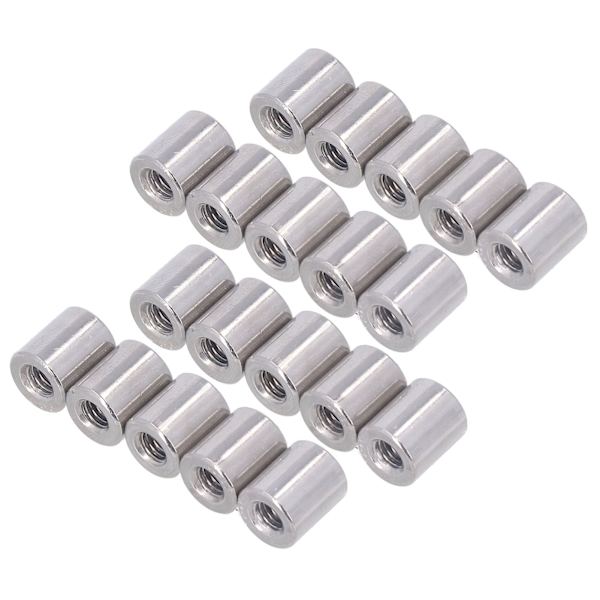 20-pack M6 Honmutter Runda Koppling - Cylindriska Kopplingmutter i 304 Rostfritt Stål