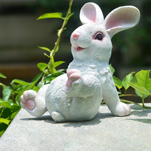 Lille kanin pottede landskabspleje ornamenter (pynt*1 stk) Afslappet lille hvid kanin