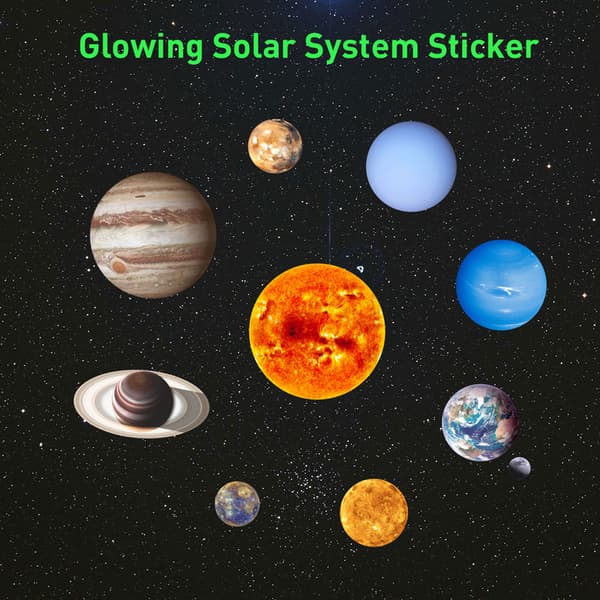 Sol System Selvlysende Veggdekorasjon Barnerom Soveromsdekor