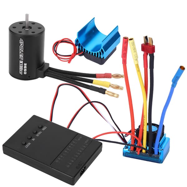 3650 3100Kv Børsteløs Motor ESC Køleplade Programkort Sæt til 1/10 RC Bil 45A