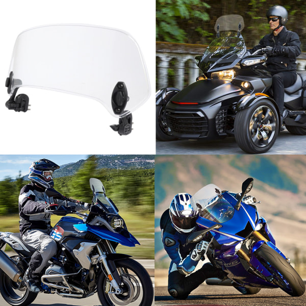 Motorsykkel frontrute (gjennomsiktig M), universell modifisert frontruteavviser for motorsykkel, frontrutespoiler luftdeflektor