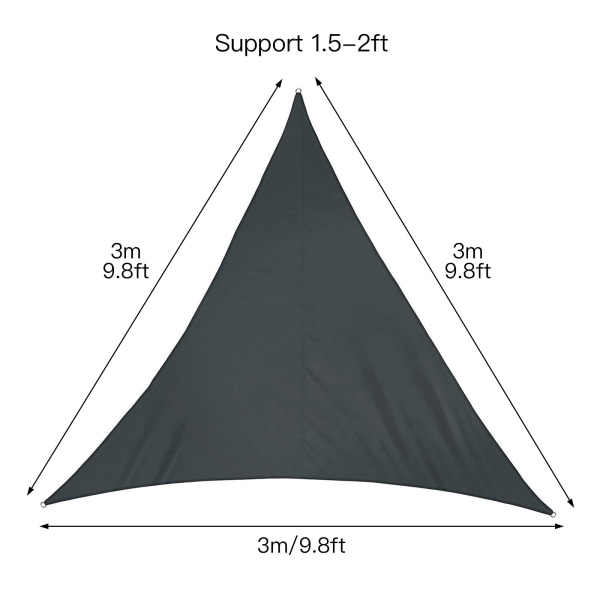 Triangulärt skärmsegel 3*3*3 meter (vitt) inklusive tillbehör