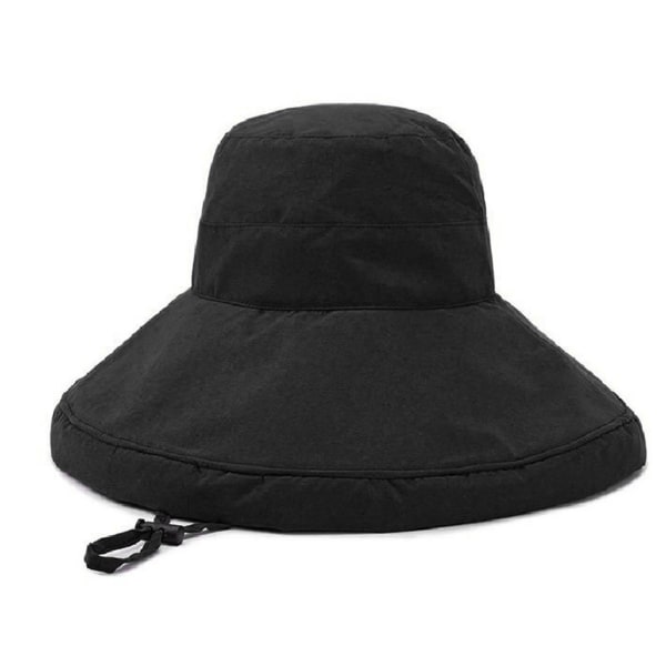 Fiskehat Solbeskyttelse med bred skygge Stilfuld foldbar bærbar udendørs hat til sommer Sort