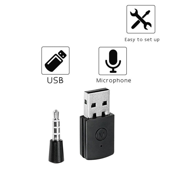 USB 2.0 trådløs hovedtelefon mikrofon Bluetooth 4.0 dongle med mikrofon 3,5 mm adapter til PS4