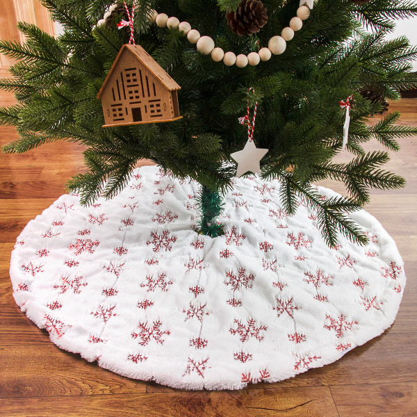 90 cm julgranskjol, plysch snöflingor Cover, julgransdekoration, julgranskjol Julgransmatta