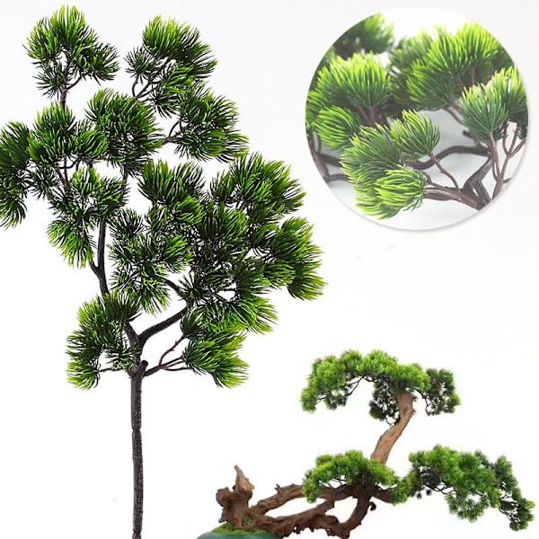 Kunstige furutrær og bonsaitilbehør til blomsterdekorasjon - Kunstige blomster, thuja-blader og dekorative furutrær A1
