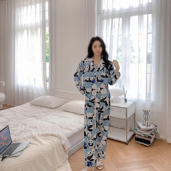 Pyjamas set för kvinnor i bomull, nattkläder för kvinnor M