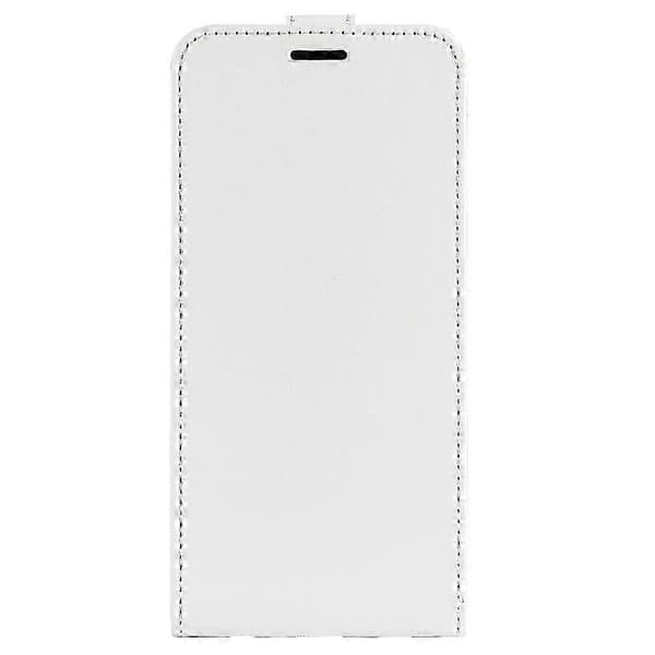 R64 Textur Vertikalt Flip Läder Telefonfodral White