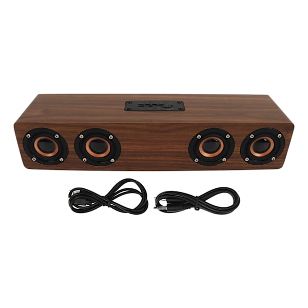Trä Bluetooth-högtalare väckarklocka med 4 högtalare 4 spelmod hög effekt digital klocka för sovrum sängbord träkorn