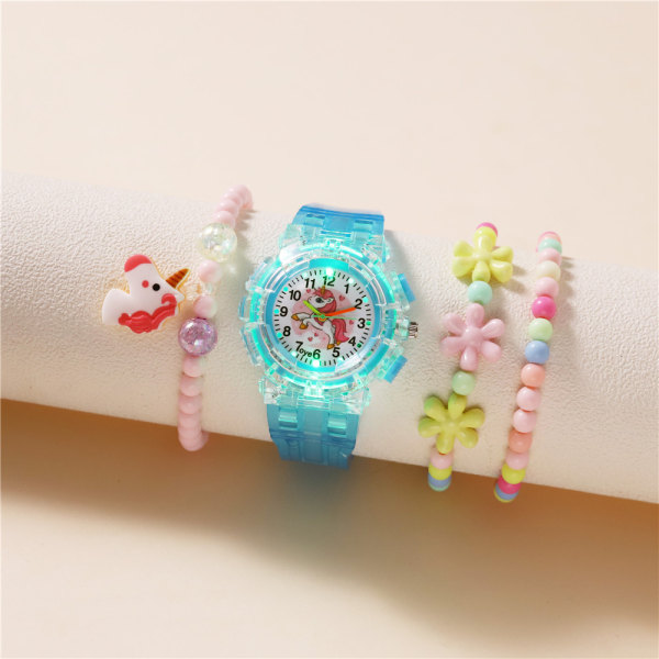 Watch, Blue Luminous Watch, Vattentät Barnarmbandsur Quartz Movement,3D tecknad design,Digital Watch för 3 år till 13 år gammal