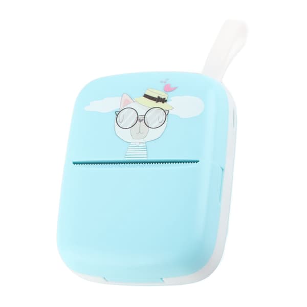 Bærbar Termisk Bluetooth-skriver 200dpi Trådløs Mini Lommeskriver med 5 Rull Papir Blå