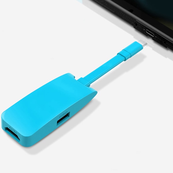3-in-1-telakointiasema HD-liitäntä Type C -portti 4K Monitoiminen korvaava telakka Sininen