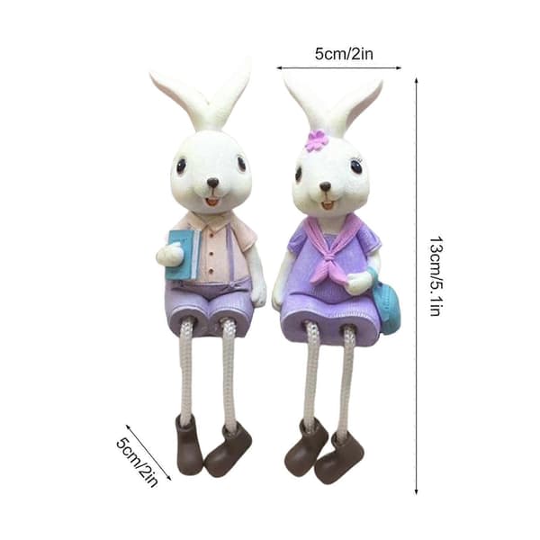 Easter Resin Rabbit Egg Easter Decorations, Spring Easter Bunny Figurine Statue, Hand-Painted Rabbit Resin Toy Easter Egg Ornaments Style1