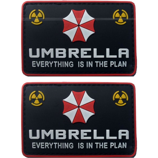 2 stk Resident Evil Umbrella Corporation PVC-lappemerker Emblem Applikasjonskroklapper for klær Ryggsekktilbehør Armbånd B