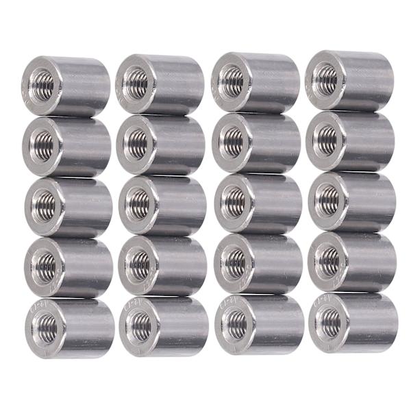 20-pack M6 Honmutter Runda Koppling - Cylindriska Kopplingmutter i 304 Rostfritt Stål