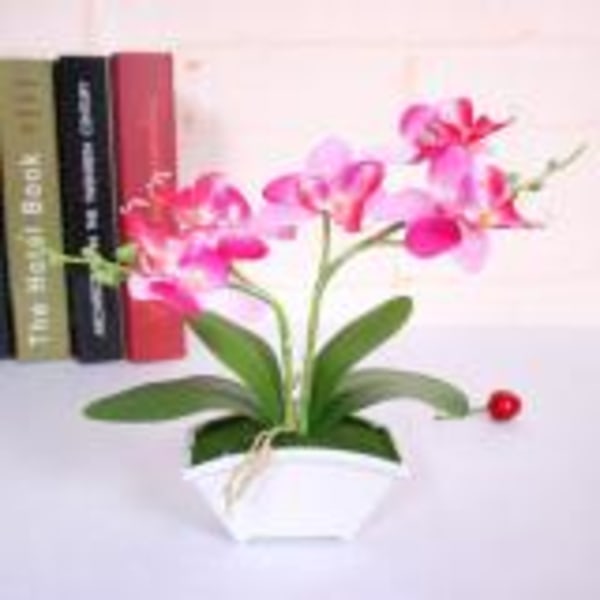 Kunstig Rød Phalaenopsis Orkide Sæt til Bryllupsdekoration, Skrivebord og Elegante Stuer