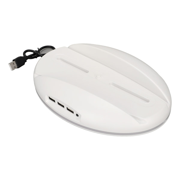 LED-stativ för PS5, elegant plug-and-play-dockningsstation med 3 USB2.0-portar, färgglada lampor, vit
