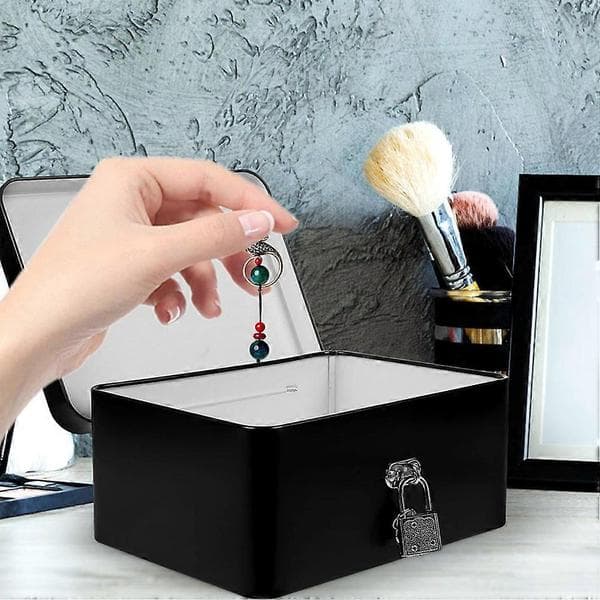 Blue Tin Storage Box with Padlock for Secure Jewelry Storage and Organization at Home or Office