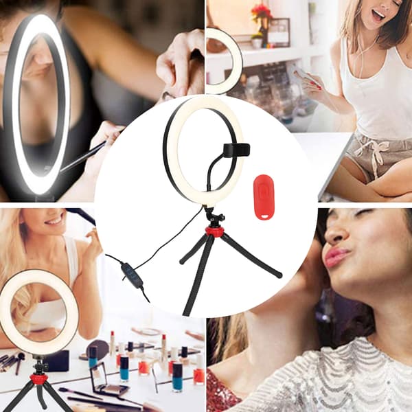 LED Ring Light til Livestreaming Selfie Makeup Fotografering Foldbart Skrivebordslys