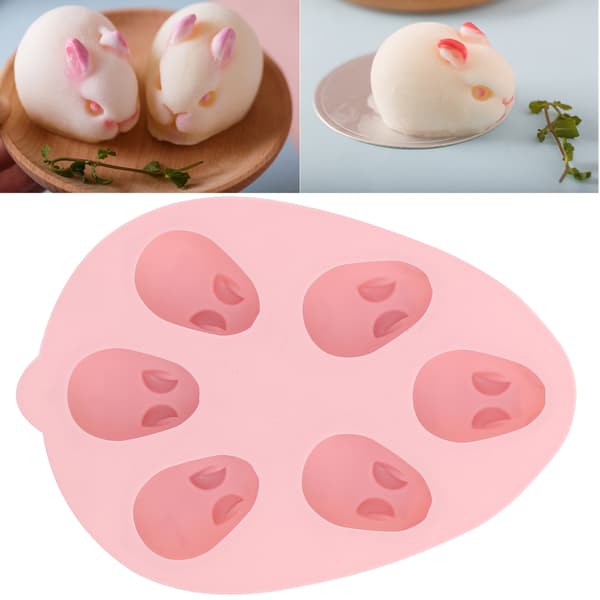 3D Kanin Silikoneform Kagebageform Hul Is Chokolade Værktøj Pink