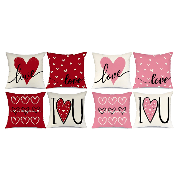 Valentinsdag Kærlighedsbrev Trykt Linned Pudebetræk - 45x45cm Pude til Stue og Soveværelse