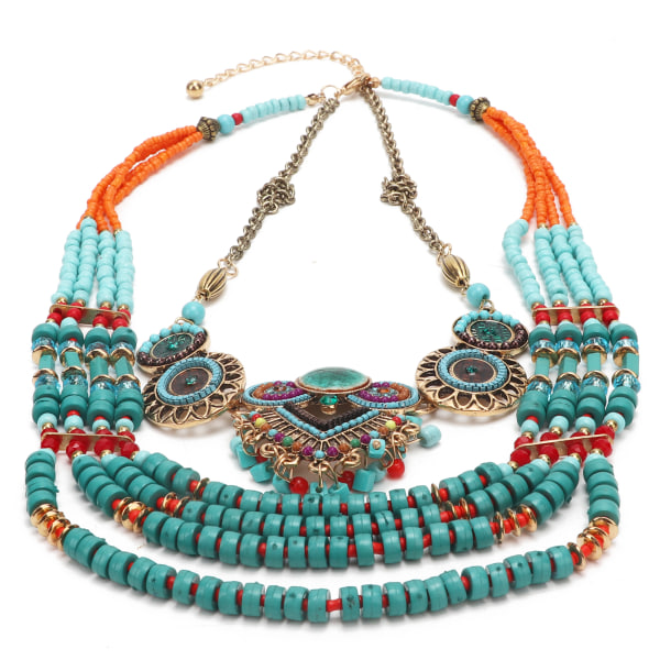 Bohemian Necklace Vintage Handmade Beaded MultiLayer Color Kläder Accessoarer Dam Smycken