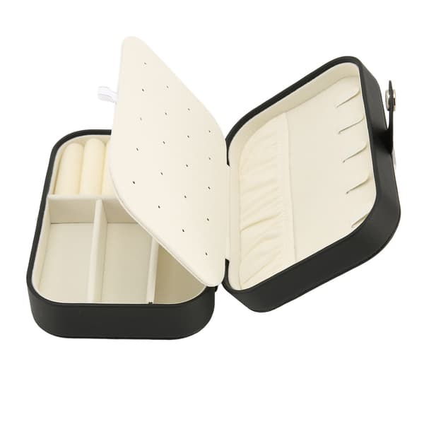 Smykkeskrin Multi Layer Rum Flip Åben Øreringe Halskæde Organizer Sort