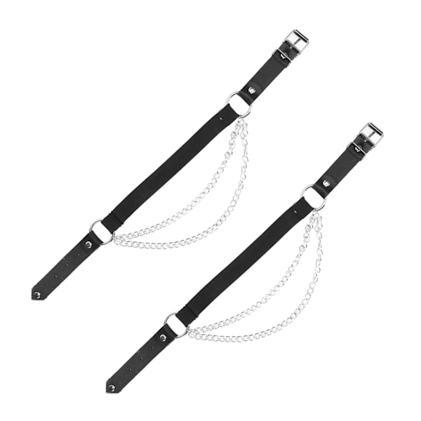 2 stk. Kvinders Benstrømper 45,5 cm Lange Kunstig Læder Metal Kæde Justerbare Spænder Lårbælte til Cosplay Fest Halloween