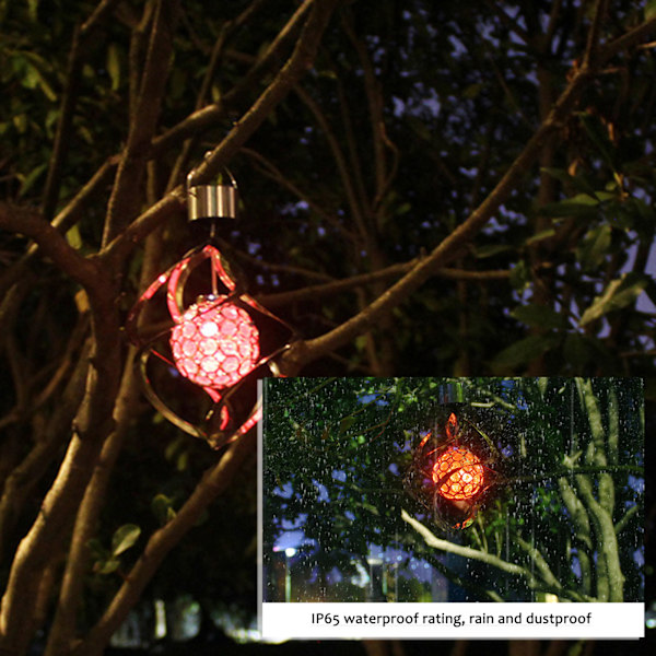 Solcelled vindklokkes lys LED farverigt dekorativ sølv RGB farverigt lys græsplæne solcelled vindklokkes lys (hul kugle stil)