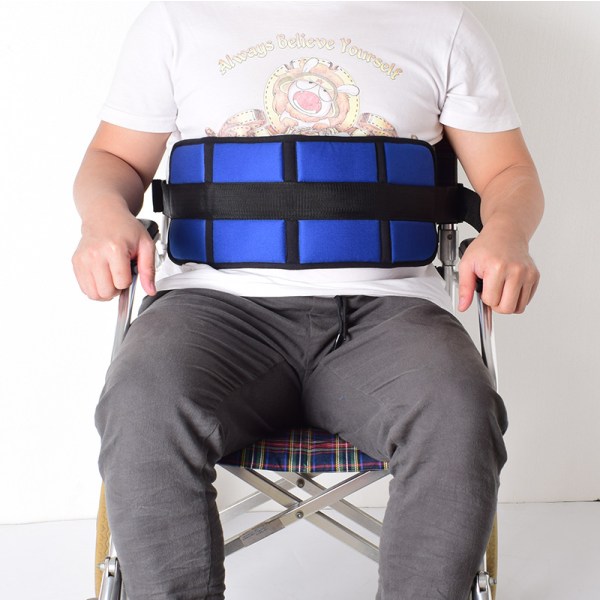 1 st (blå) rullstols- och fåtöljbälte, justerbar rullstolsbältesrem