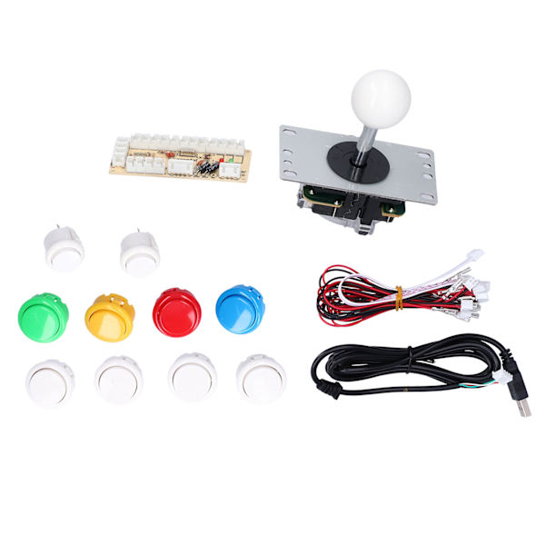 DIY Spelkonsol Kit Enkelt Elektropläterad Rocker LED-knappar Set för Arkadspelkonsol Enkelt Set Vit