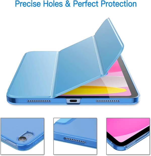 Case for iPad (A16) 11th/10th Generation (2025/2022), Slim Stand Hard Back Shell Auto Wake/Sleep Function (Sky Blue) Himmelsblå