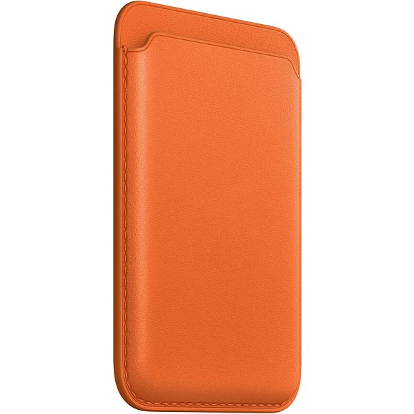 Applen nahkainen korttikotelo MagSafella iPhonelle - oranssi