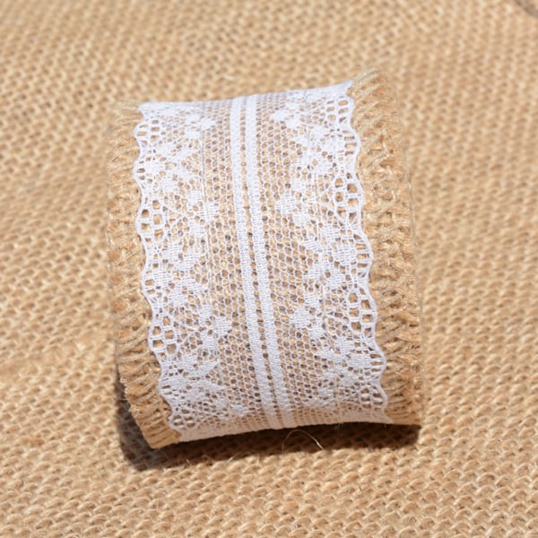 2M Jute Burlap Ribbon Lace DIY Håndverk Dekorasjon