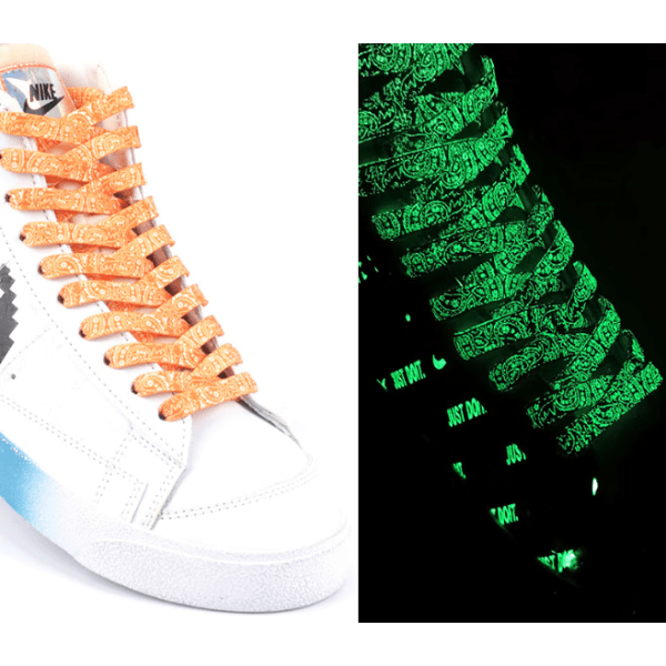 5 Pack Night Glow kengännauhat, cashew kukkakuvio print, mukautetut leveät litteät kengännauhat urheilukenkiin (monivärinen, 140 cm), monivärinen